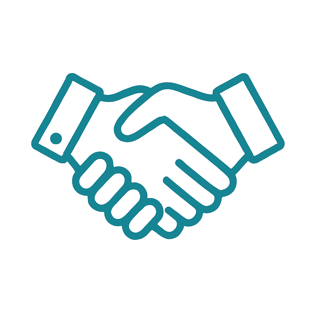 Icon of handshake representing reduced deal friction